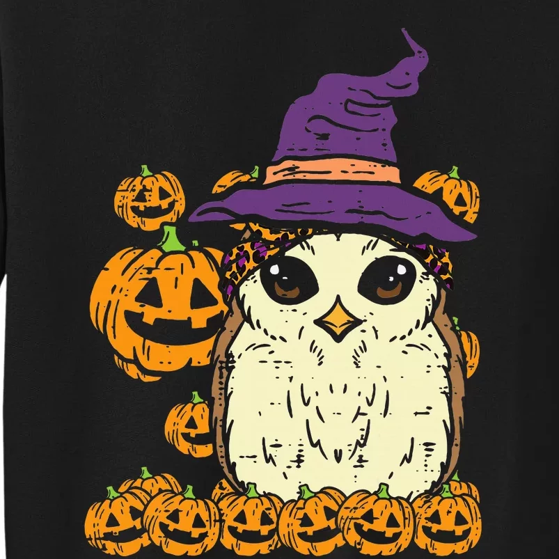 Halloween Leopard Owl Pumpkin Cute Bird Tall Sweatshirt