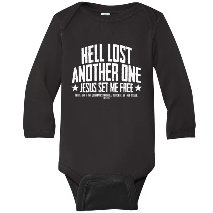 Hell Lost One Jesus Set Me Free John 836 Another Christian Baby Long Sleeve Bodysuit