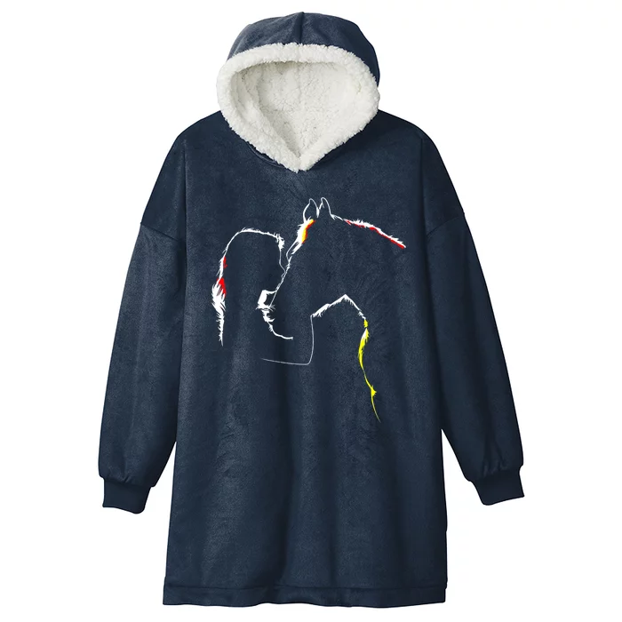 Horse Lover Outline Cute Gift Hooded Wearable Blanket