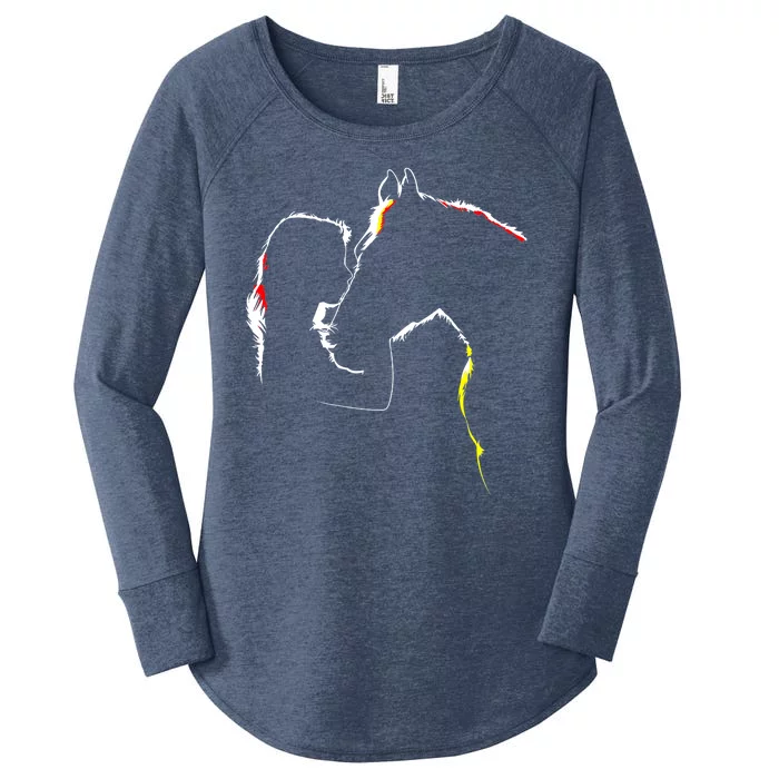 Horse Lover Outline Cute Gift Women's Perfect Tri Tunic Long Sleeve Shirt