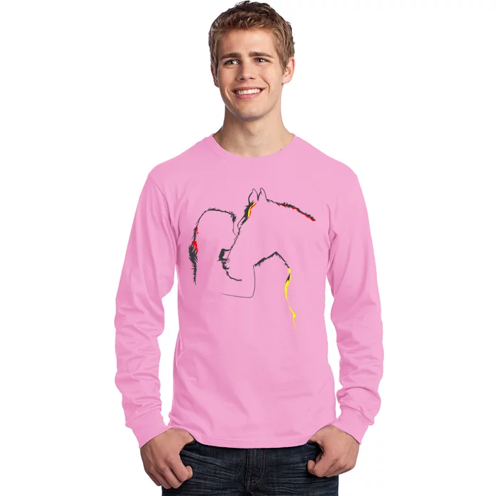 Horse Lover Outline Cute Gift Long Sleeve Shirt