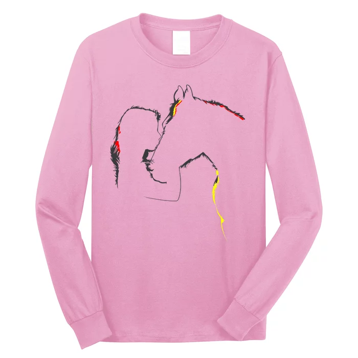 Horse Lover Outline Cute Gift Long Sleeve Shirt