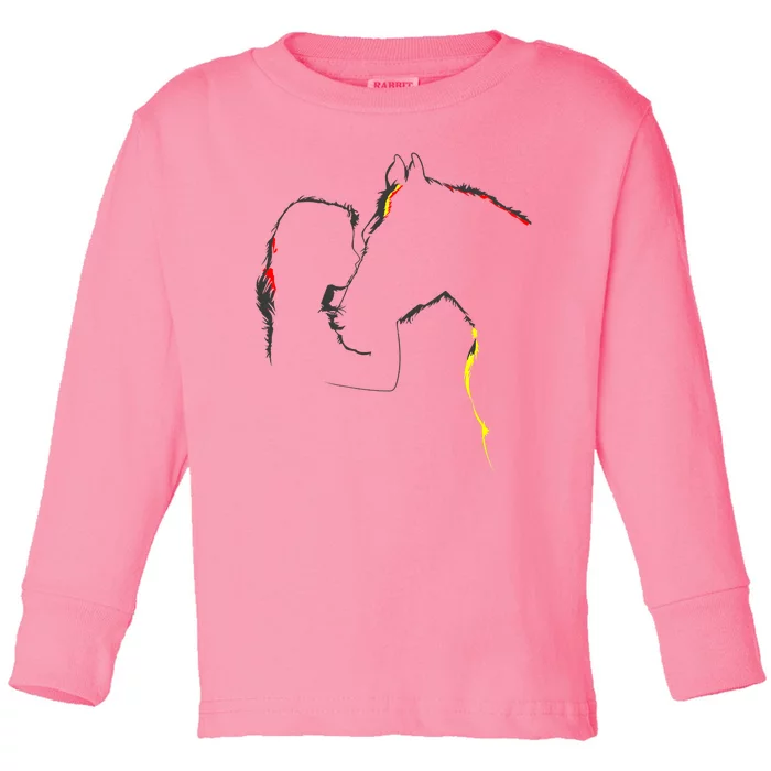 Horse Lover Outline Cute Gift Toddler Long Sleeve Shirt