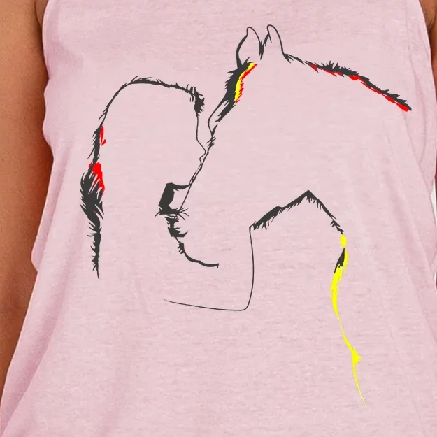 Horse Lover Outline Cute Gift Women's Knotted Racerback Tank