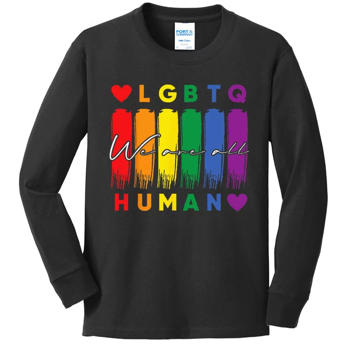 Human LGBTQ Pride Month Rainbow Kids Long Sleeve Shirt