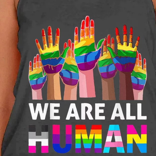 Human LGBT Pride Parade Women's Knotted Racerback Tank