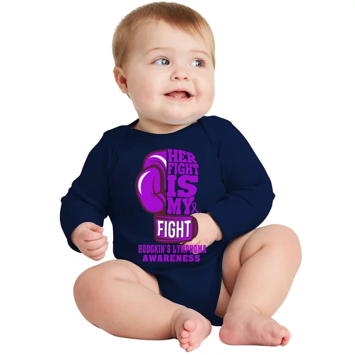 HodgkinS Lymphoma Purple Boxing Her Fight Is My Fight Baby Long Sleeve Bodysuit