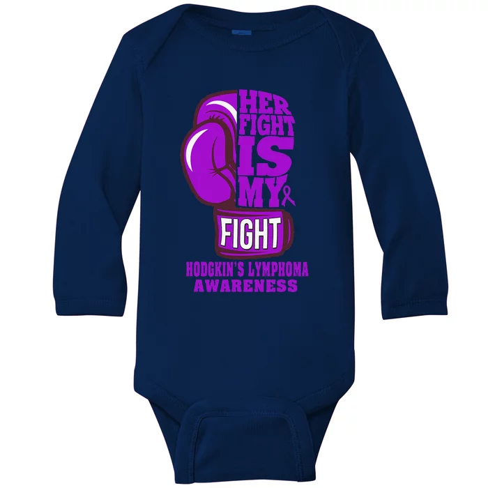 HodgkinS Lymphoma Purple Boxing Her Fight Is My Fight Baby Long Sleeve Bodysuit