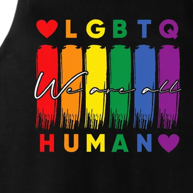 Human Lgbtq Pride Month Rainbow Ladies Tri-Blend Wicking Tank