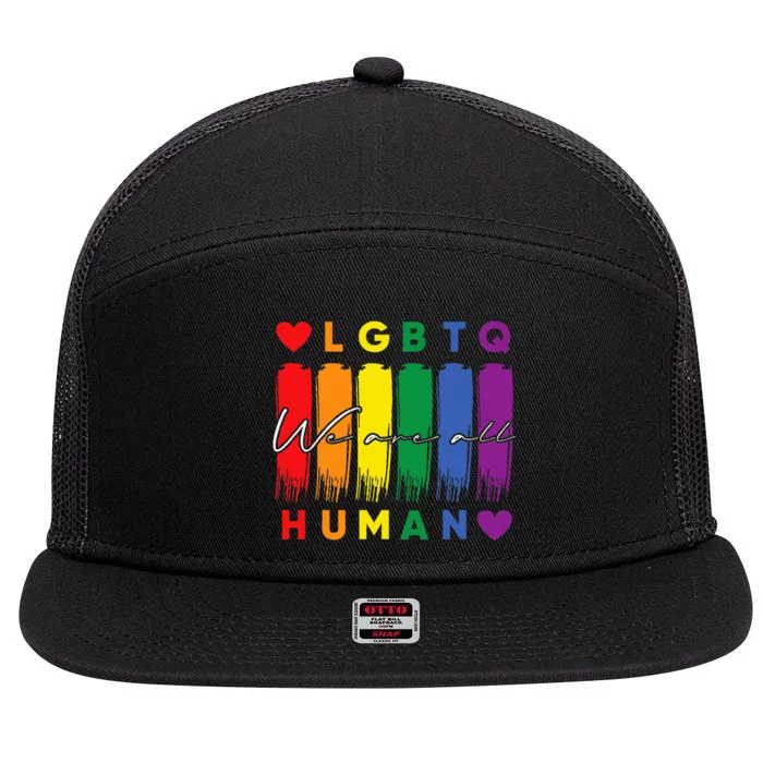 Human Lgbtq Pride Month Rainbow 7 Panel Mesh Trucker Snapback Hat