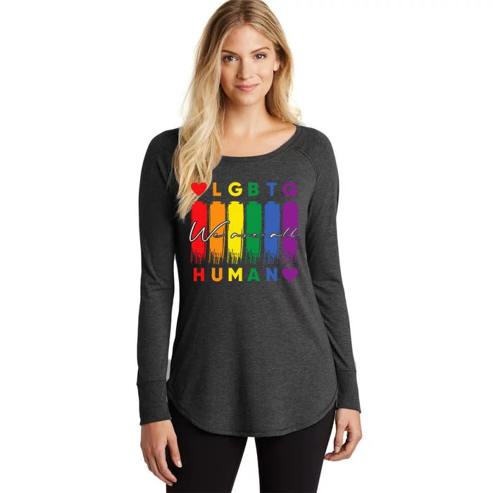 Human Lgbtq Pride Month Rainbow Women's Perfect Tri Tunic Long Sleeve Shirt