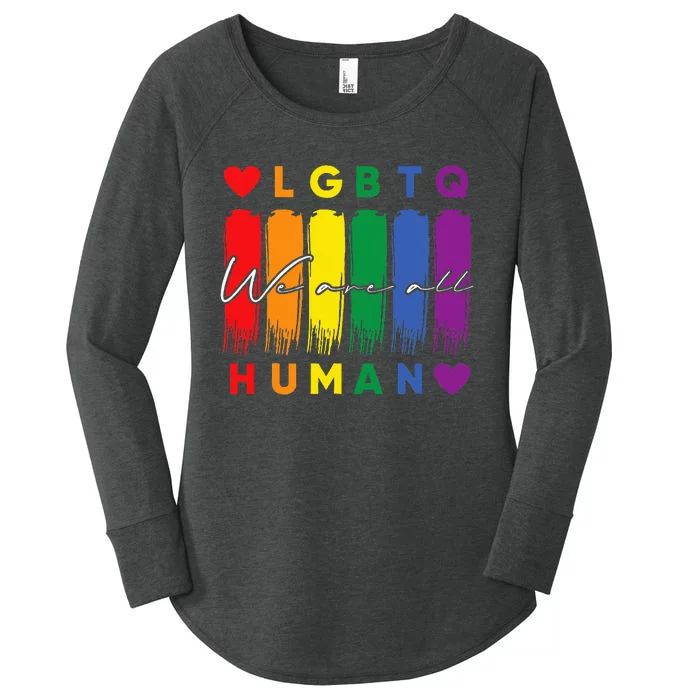 Human Lgbtq Pride Month Rainbow Women's Perfect Tri Tunic Long Sleeve Shirt