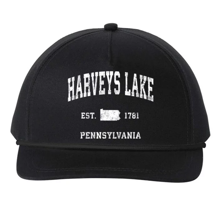 Harveys Lake Pennsylvania Pa Vintage Athletic Black Sports Snapback Five-Panel Rope Hat