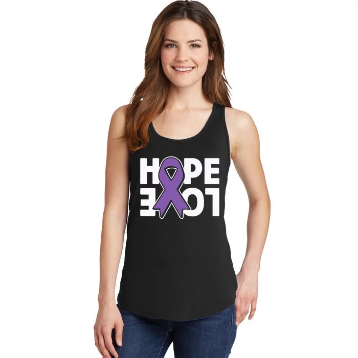 Hope Love Purple Ribbon Alzheimer´s Awareness Ladies Essential Tank