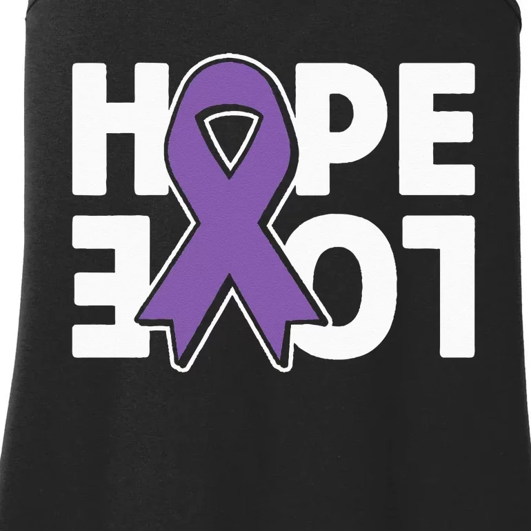 Hope Love Purple Ribbon Alzheimer´s Awareness Ladies Essential Tank