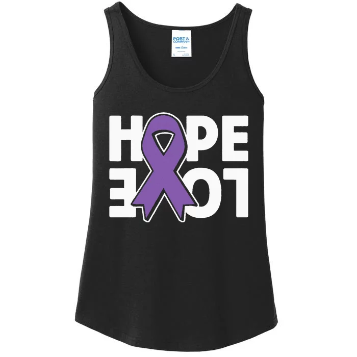 Hope Love Purple Ribbon Alzheimer´s Awareness Ladies Essential Tank