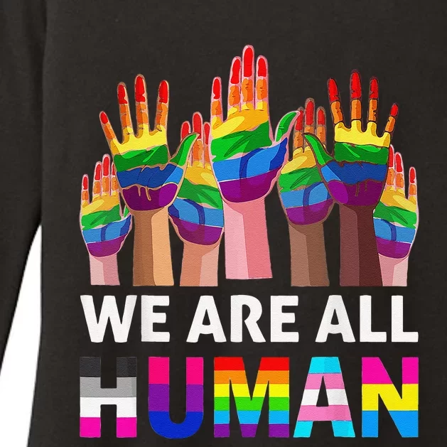 Human LGBT Pride Parade Plus Size Womens CVC Long Sleeve Shirt