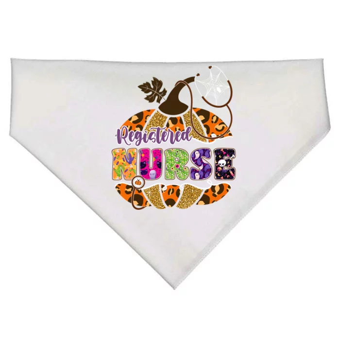 Halloween Leopard Pumpkin Registered Nurse Funny Gift USA-Made Doggie Bandana