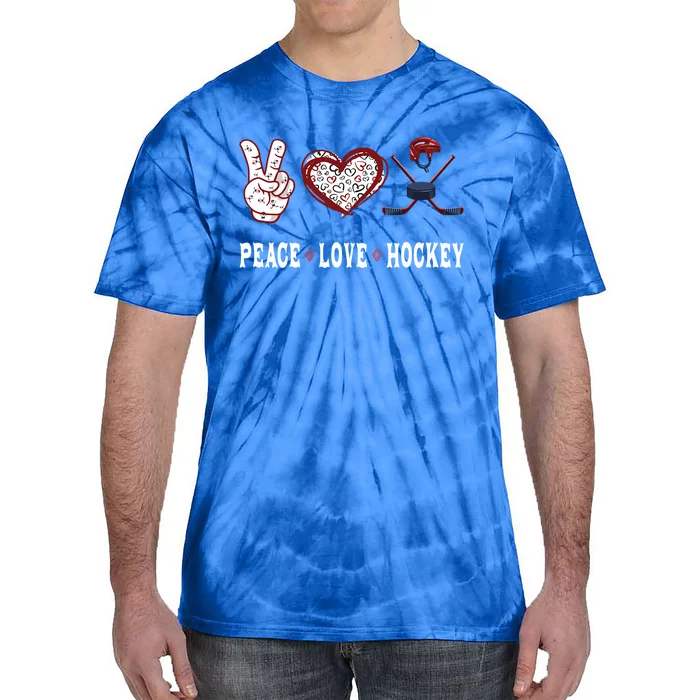 Hockey Lovers Player Fans Peace Love Hockey Gift Tie-Dye T-Shirt