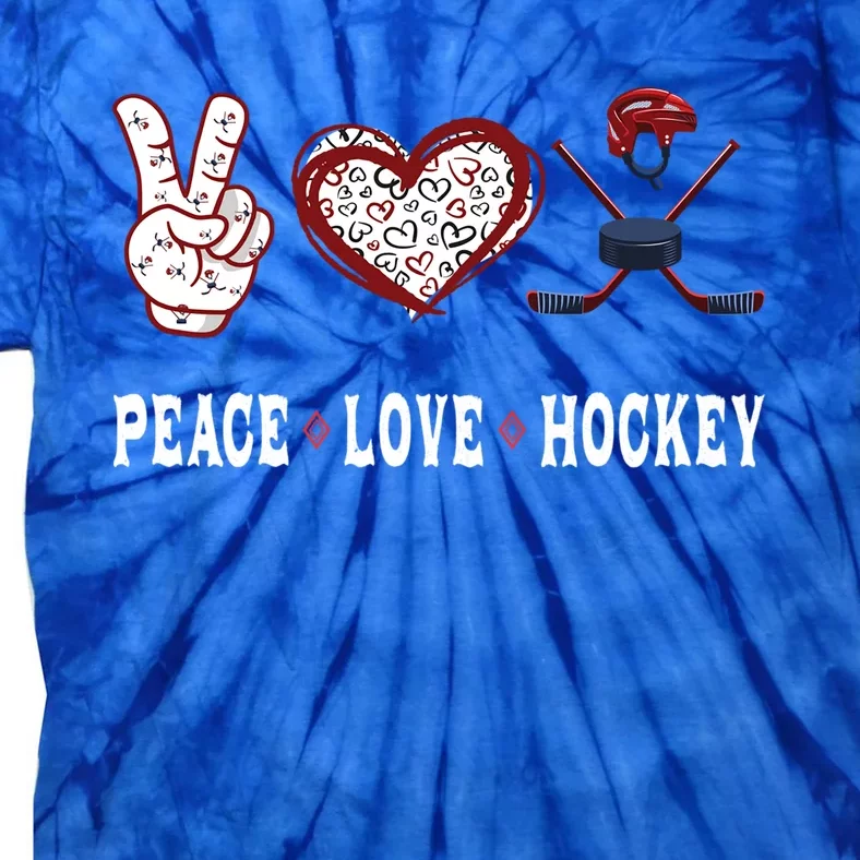 Hockey Lovers Player Fans Peace Love Hockey Gift Tie-Dye T-Shirt