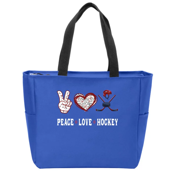 Hockey Lovers Player Fans Peace Love Hockey Gift Zip Tote Bag