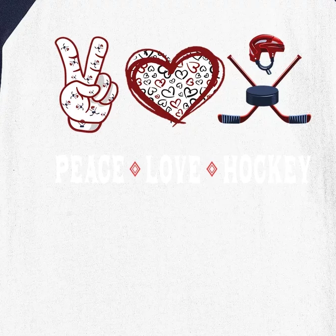 Hockey Lovers Player Fans Peace Love Hockey Gift Baseball Sleeve Shirt