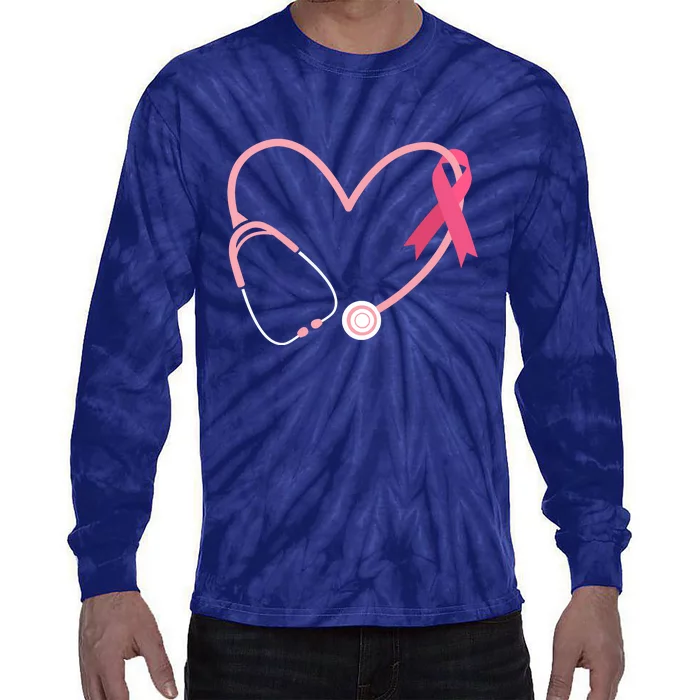 Heart Love Pink Ribbon Cute Breast Cancer Doctor Nurse Gift Tie-Dye Long Sleeve Shirt