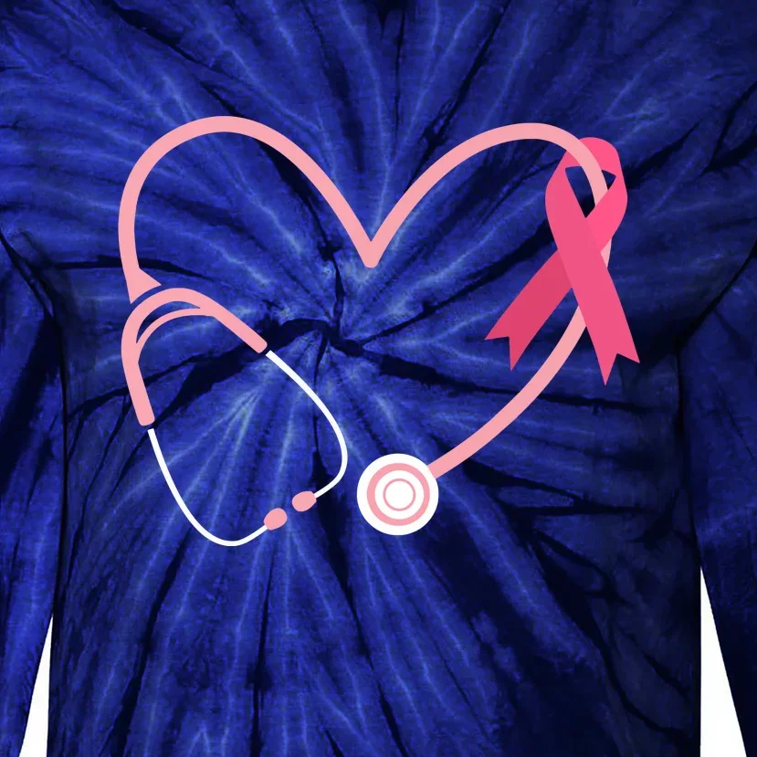 Heart Love Pink Ribbon Cute Breast Cancer Doctor Nurse Gift Tie-Dye Long Sleeve Shirt