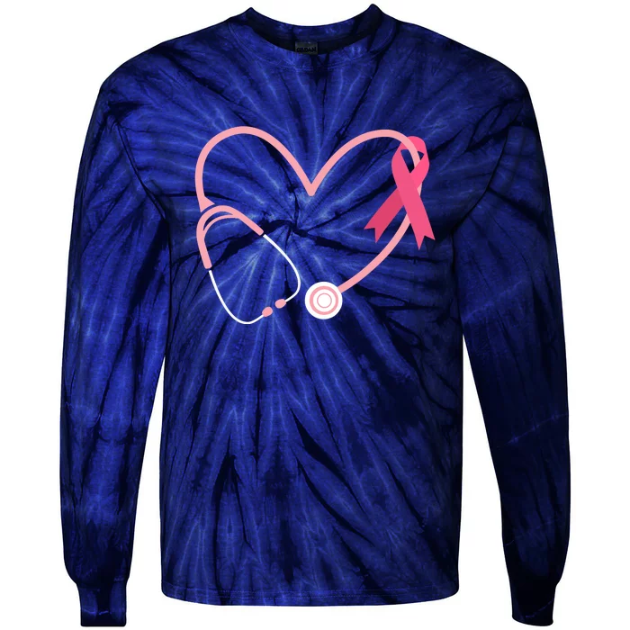 Heart Love Pink Ribbon Cute Breast Cancer Doctor Nurse Gift Tie-Dye Long Sleeve Shirt