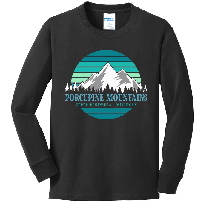 Hozier Logoretro Porcupine Mountains Upper Peninsula Michigan Outdoor Kids Long Sleeve Shirt