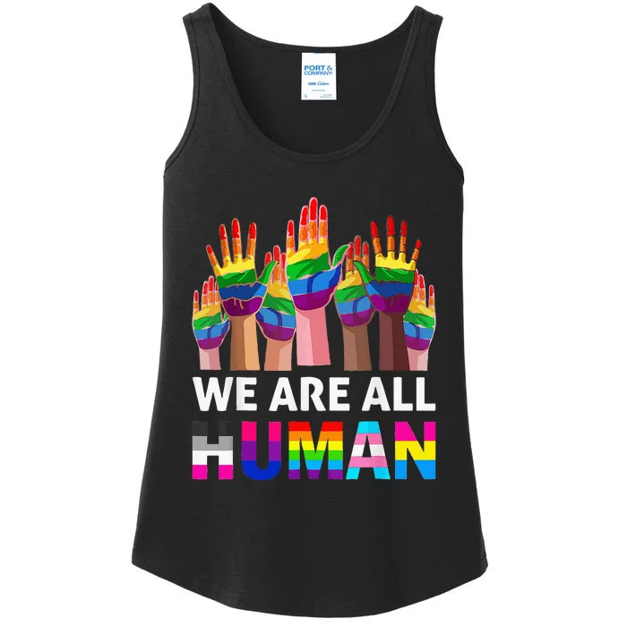 Human LGBT Pride Parade Plus Size Ladies Essential Tank