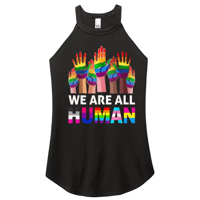 Human LGBT Pride Parade Plus Size Women’s Perfect Tri Rocker Tank