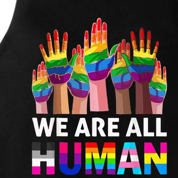 Human LGBT Pride Parade Plus Size Ladies Tri-Blend Wicking Tank