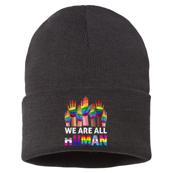 Human LGBT Pride Parade Plus Size Sustainable Knit Beanie