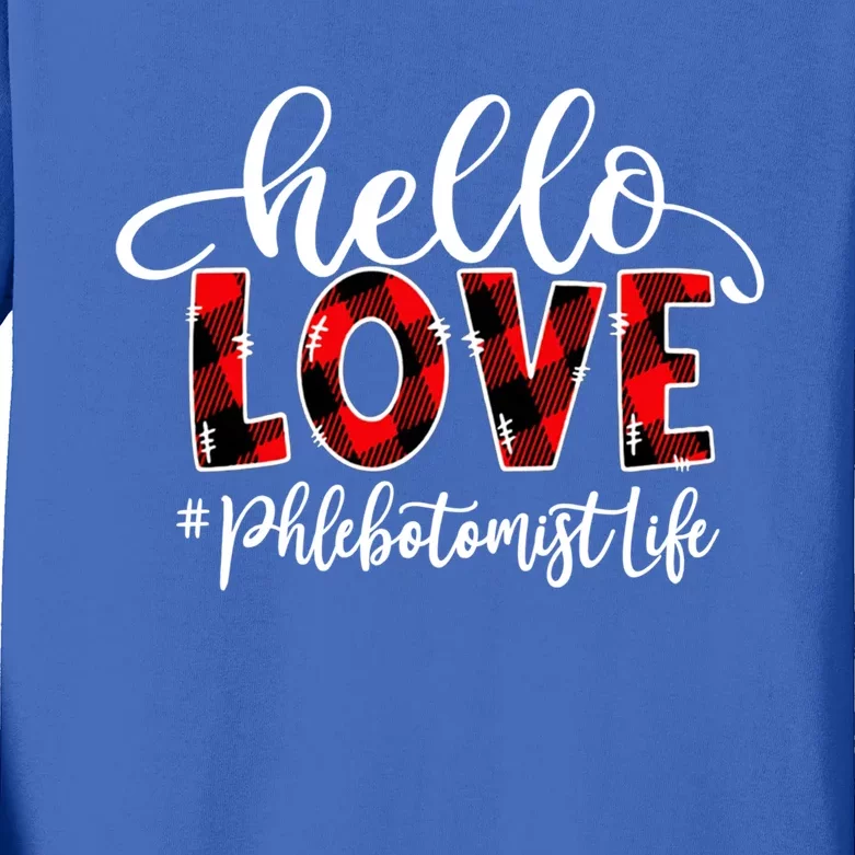 Hello Love Phlebotomist Life Flannel Valentine's Day Gift Kids Long Sleeve Shirt