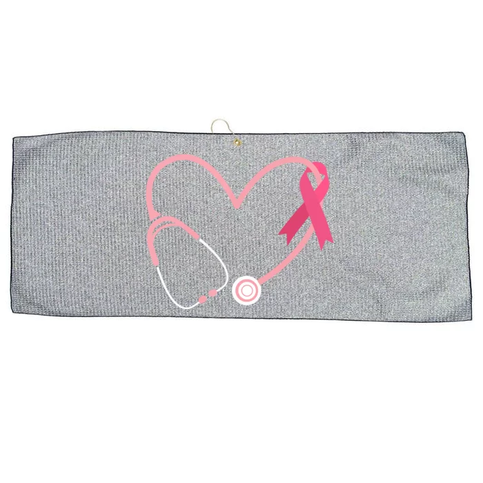 Heart Love Pink Ribbon Doctor Nurse Cute Breast Cancer Gifts Large Microfiber Waffle Golf Towel