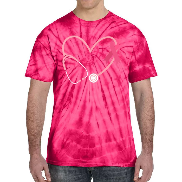 Heart Love Pink Ribbon Doctor Nurse Cute Breast Cancer Gifts Tie-Dye T-Shirt