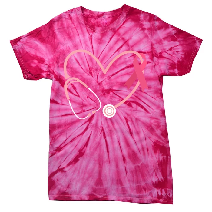 Heart Love Pink Ribbon Doctor Nurse Cute Breast Cancer Gifts Tie-Dye T-Shirt