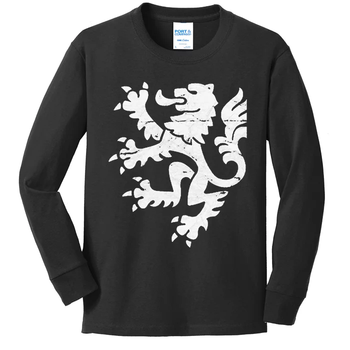 Holland Lion Retro Style Kids Long Sleeve Shirt