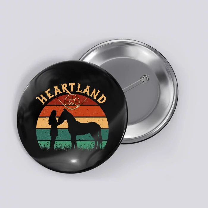 Heart Land Retro Vintage Sunset Button