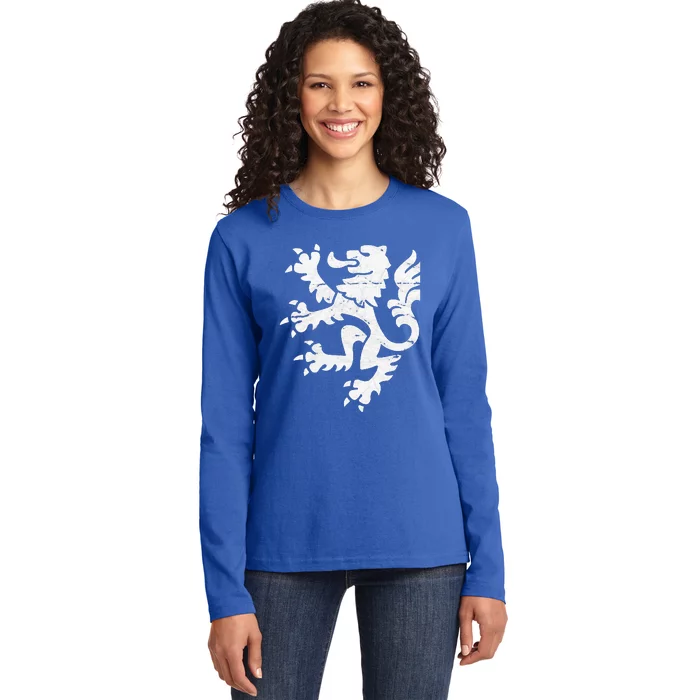 Holland Lion Retro Style Team Ladies Long Sleeve Shirt