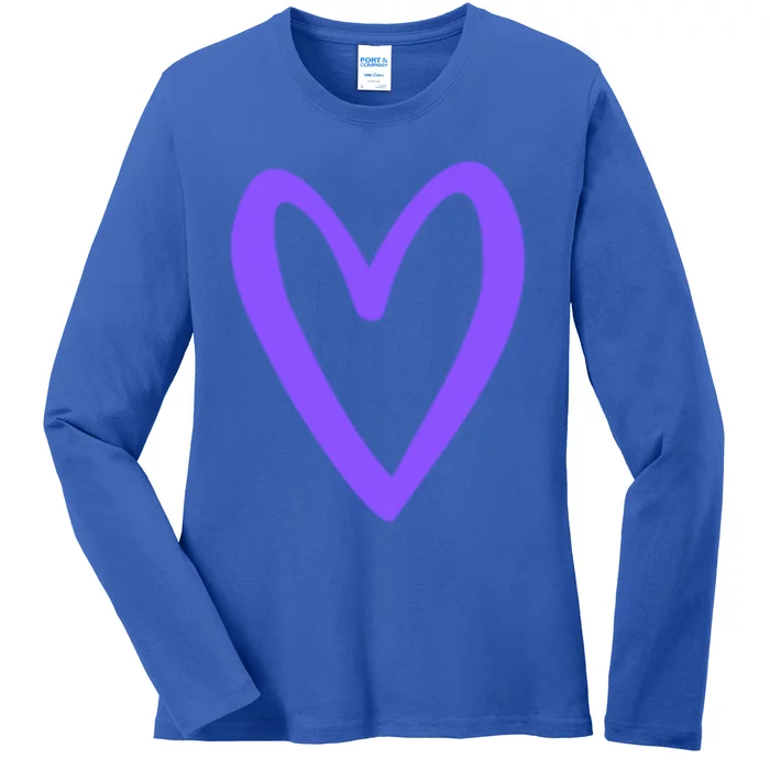 Heart Love Retro Vintage Tiny Purple Heart Valentine's Day Gift Ladies Long Sleeve Shirt