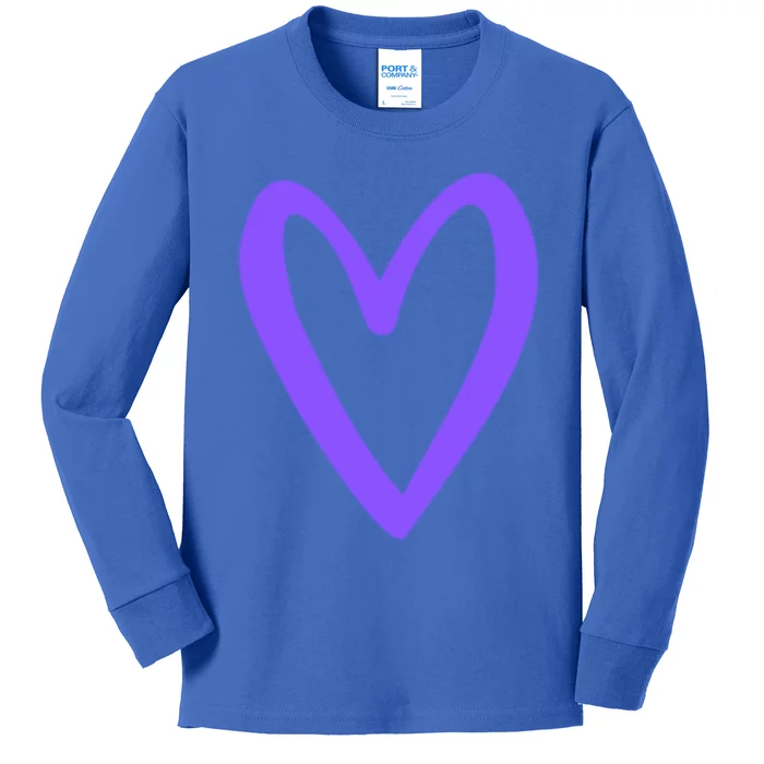 Heart Love Retro Vintage Tiny Purple Heart Valentine's Day Gift Kids Long Sleeve Shirt