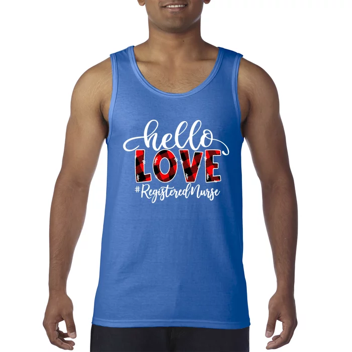 Hello Love Registered Nurse Flannel Valentine's Day Gift Tank Top