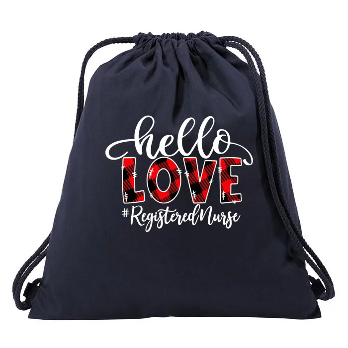 Hello Love Registered Nurse Flannel Valentine's Day Gift Drawstring Bag