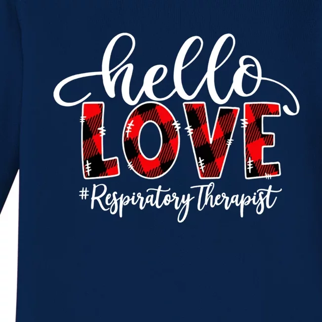 Hello Love Respiratory Therapist Flannel Valentine's Day Great Gift Baby Long Sleeve Bodysuit