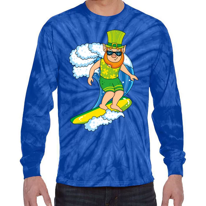 Hawaiian Leprechaun St Patricks Day Surfing Leprechaun Great Gift Tie-Dye Long Sleeve Shirt