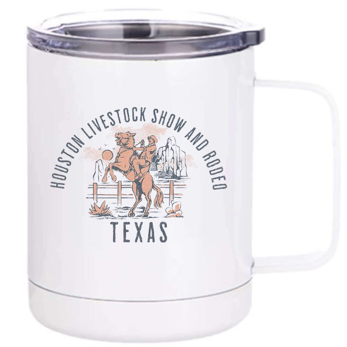 Houston Livestock Show And Rodeo Texas Cowboy And Horse Front & Back 12oz Stainless Steel Tumbler Cup