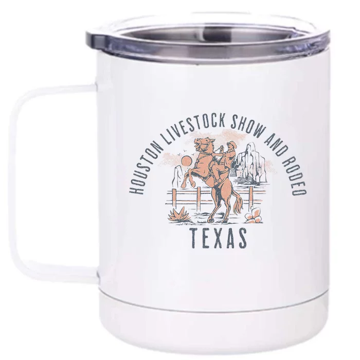 Houston Livestock Show And Rodeo Texas Cowboy And Horse Front & Back 12oz Stainless Steel Tumbler Cup