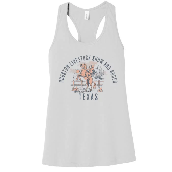 Houston Livestock Show And Rodeo Texas Cowboy And Horse Women's Racerback Tank